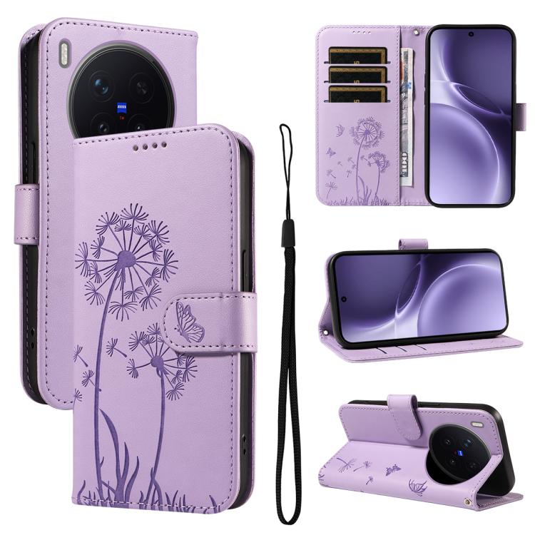 

For vivo X300 Pro Dandelion Embossed Pattern Flip Leather Phone Case(Purple)