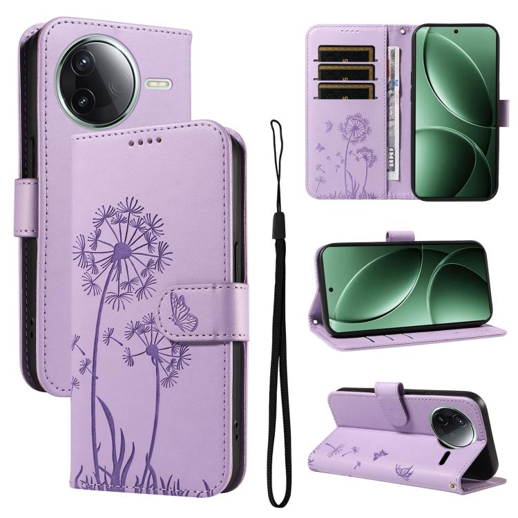 

For Redmi K80 / K80 Pro Dandelion Embossed Pattern Flip Leather Phone Case(Purple)