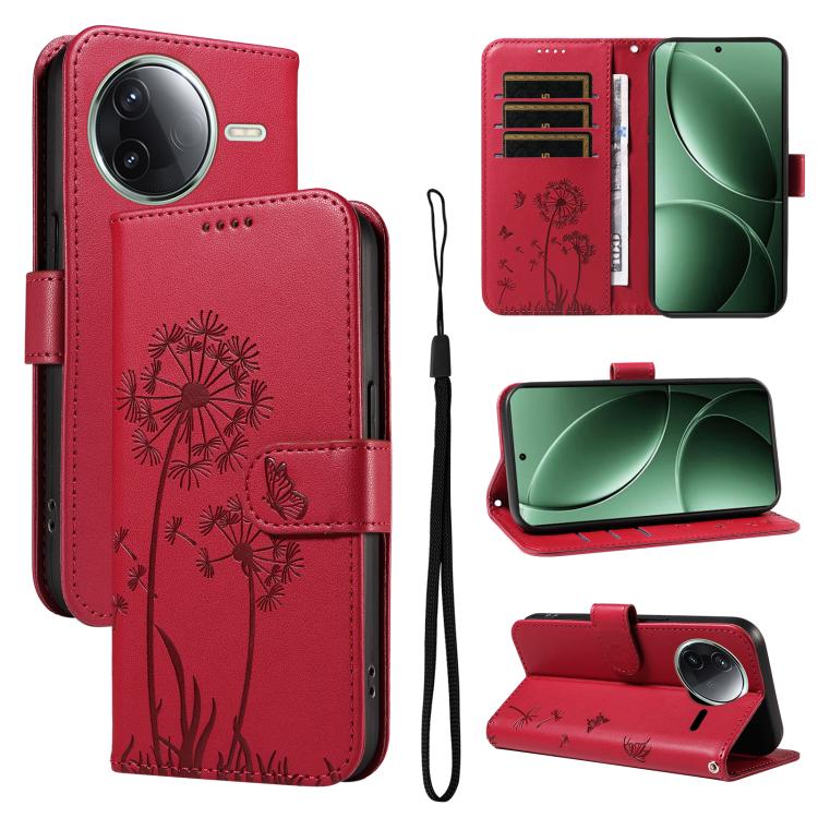 

For Redmi K80 / K80 Pro Dandelion Embossed Pattern Flip Leather Phone Case(Red)
