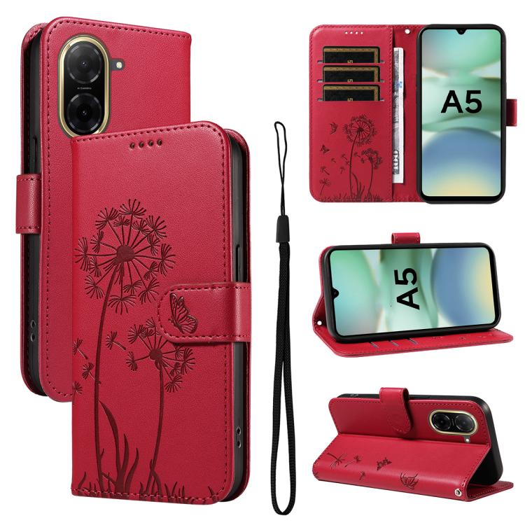 

For Redmi A5 4G 173.3mm Dandelion Embossed Pattern Flip Leather Phone Case(Red)