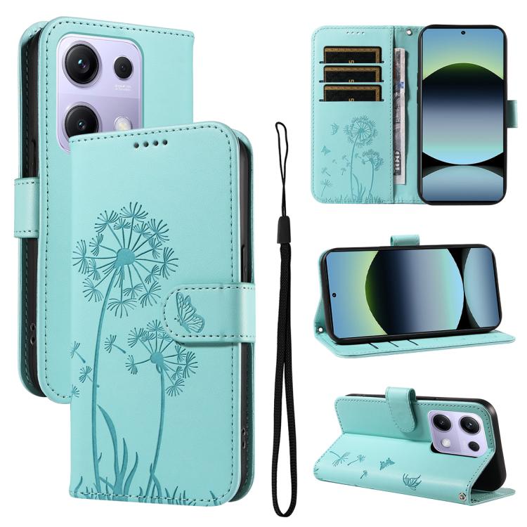 

For Redmi Note 13 Pro 4G / 14S 4G Dandelion Embossed Pattern Flip Leather Phone Case(Green)
