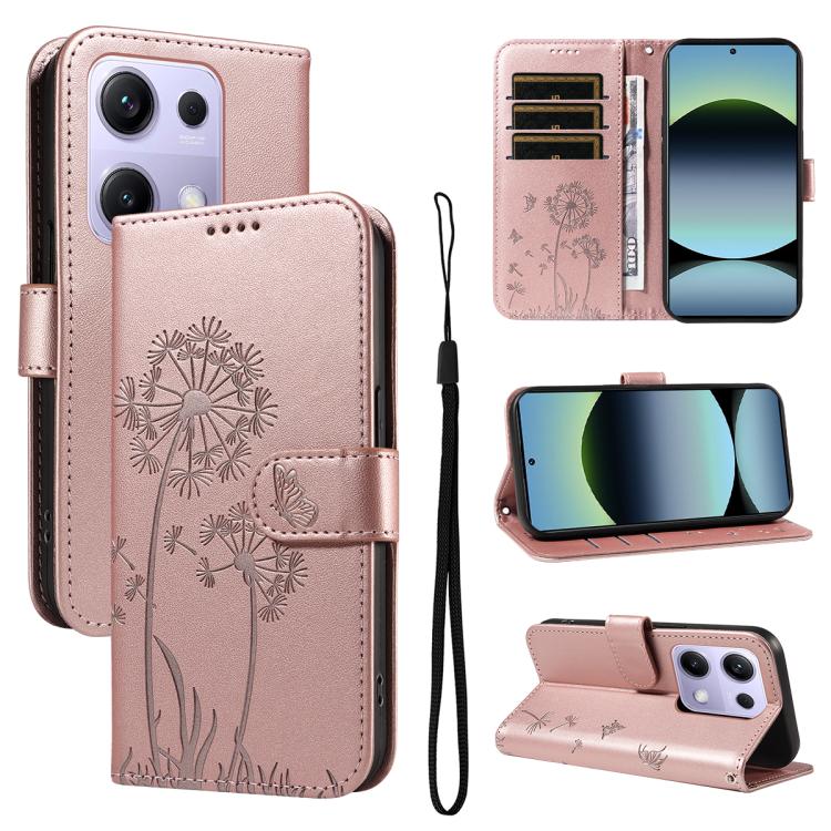 

For Redmi Note 13 Pro 4G / 14S 4G Dandelion Embossed Pattern Flip Leather Phone Case(Rose Gold)