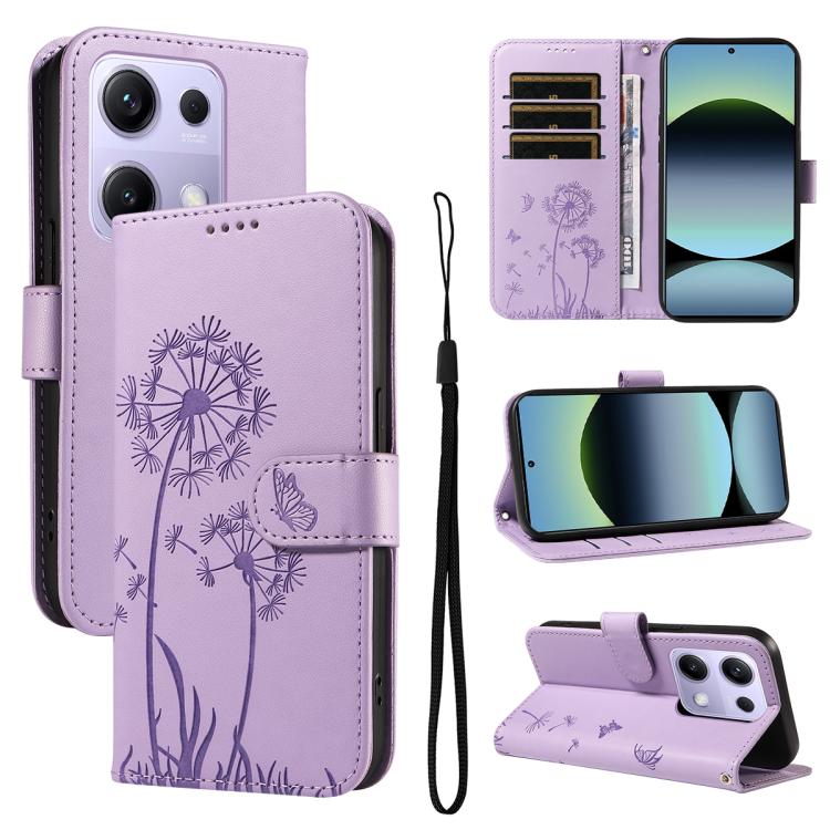 

For Redmi Note 13 Pro 4G / 14S 4G Dandelion Embossed Pattern Flip Leather Phone Case(Purple)