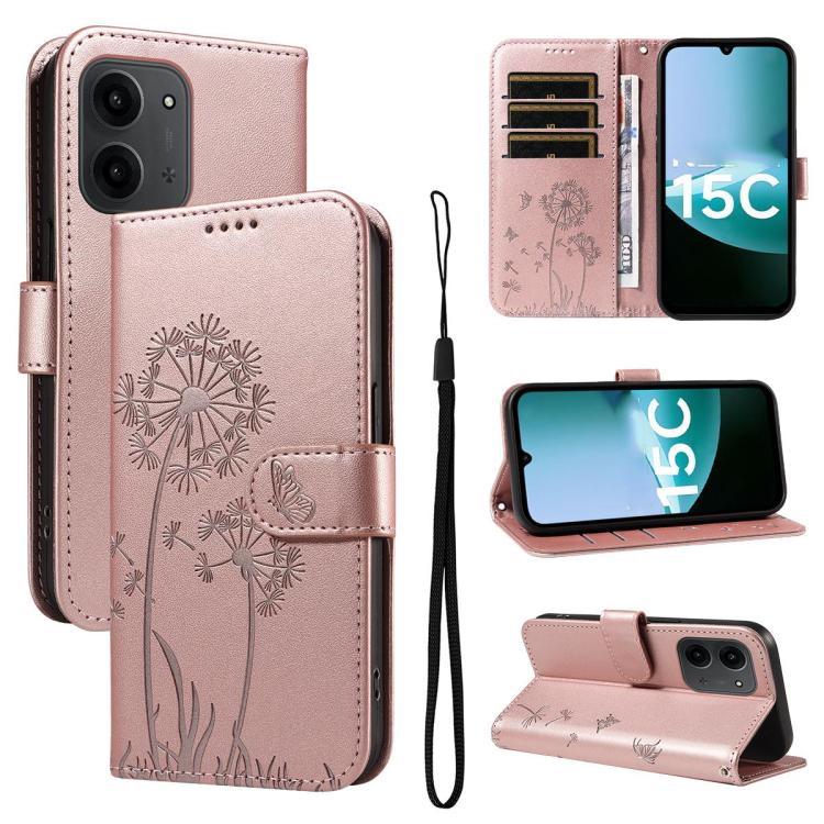 

For Redmi 15C 5G / 4G EU 173mm Dandelion Embossed Pattern Flip Leather Phone Case(Rose Gold)