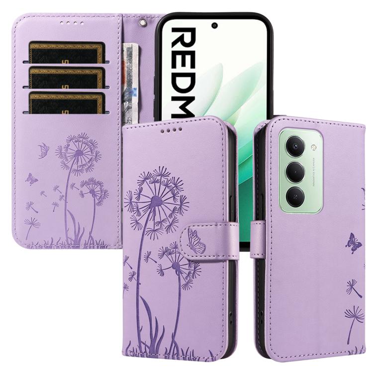 

For Redmi 15 5G Global/15 4G SEA 169.5mm Dandelion Embossed Pattern Flip Leather Phone Case(Purple)