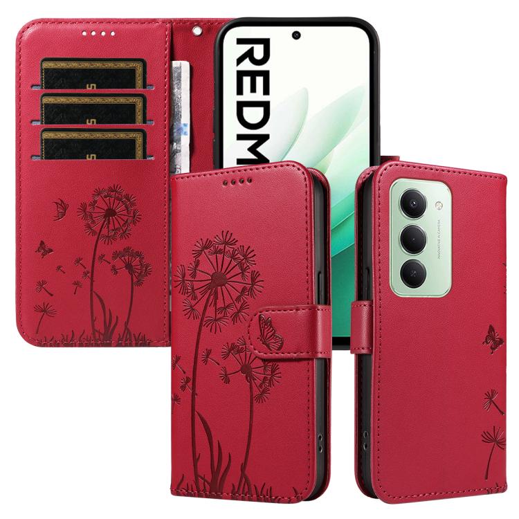 

For Redmi 15 5G Global/15 4G SEA 169.5mm Dandelion Embossed Pattern Flip Leather Phone Case(Red)