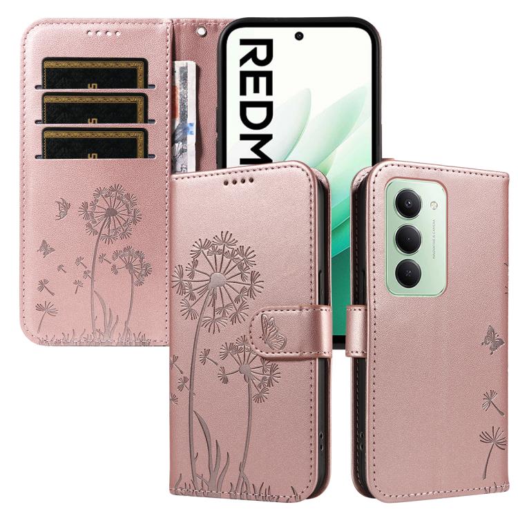 

For Redmi 15 5G / 4G EU 171mm Dandelion Embossed Pattern Flip Leather Phone Case(Rose Gold)