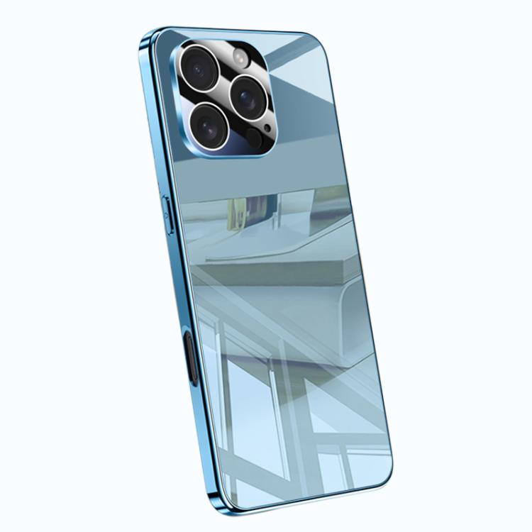 

For iPhone 15 Pro Electroplating Ice Crystal Airbag Full Coverage Shockproof Phone Case(Blue)