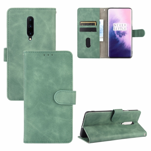 

For OnePlus 7 Pro Solid Color Skin Feel Magnetic Buckle Horizontal Flip Calf Texture PU Leather Case with Holder & Card Slots & Wallet(Green)