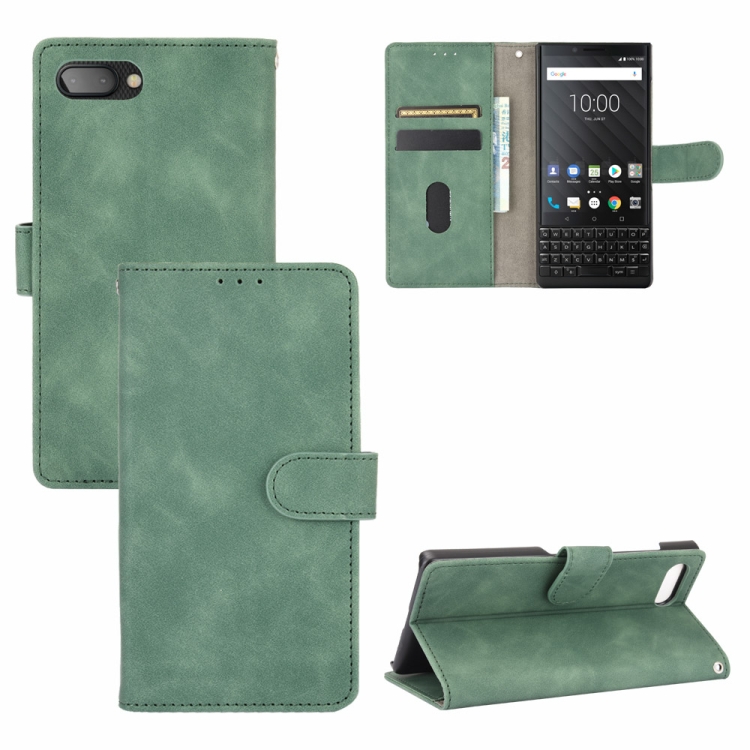 

For BlackBerry KEY2 Solid Color Skin Feel Magnetic Buckle Horizontal Flip Calf Texture PU Leather Case with Holder & Card Slots & Wallet(Green)