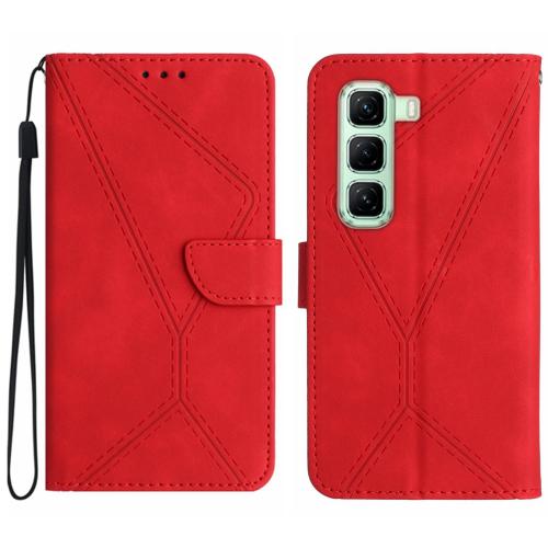 

For Infinix Hot 50 Pro 4G Stitching Embossed Leather Phone Case(Red)