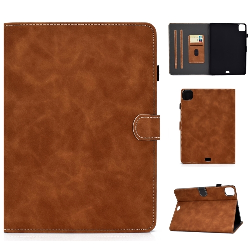 

For iPad Air 2022 / 2020 10.9 Cowhide Texture Horizontal Flip Leather Case with Holder & Card Slots & Sleep / Wake-up Function(Brown)
