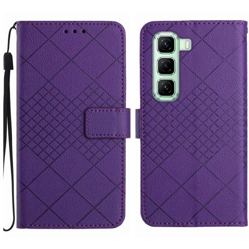 

For Infinix Hot 50 Pro 4G Rhombic Grid Texture Leather Phone Case(Purple)