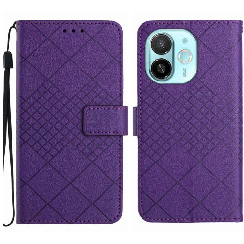 

For Tecno Spark 30C 5G Rhombic Grid Texture Leather Phone Case(Purple)