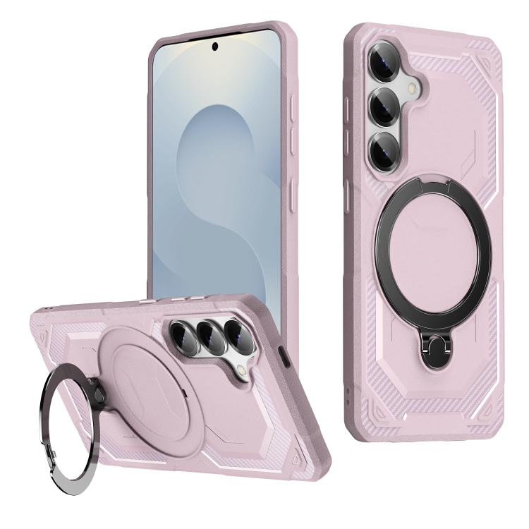 

For Samsung Galaxy S25 5G Frosted MagSafe Holder Phone Case(Pink)