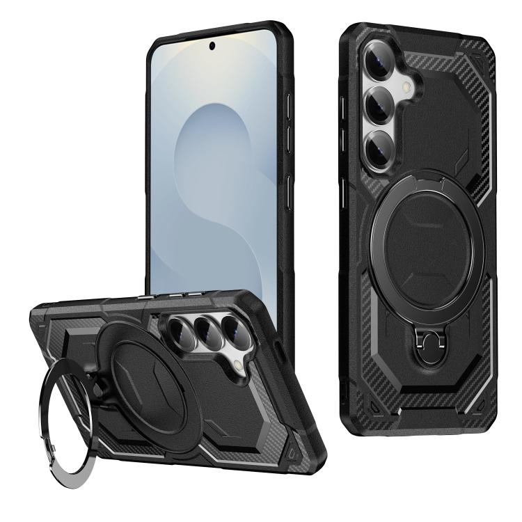 

For Samsung Galaxy S25 5G Frosted MagSafe Holder Phone Case(Black)