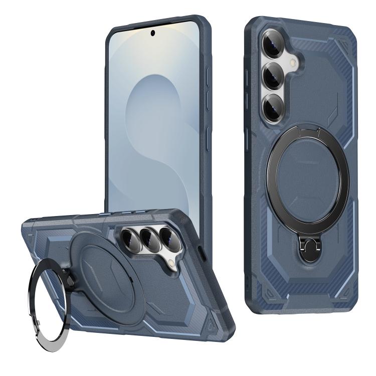 

For Samsung Galaxy S25 5G Frosted MagSafe Holder Phone Case(Blue)