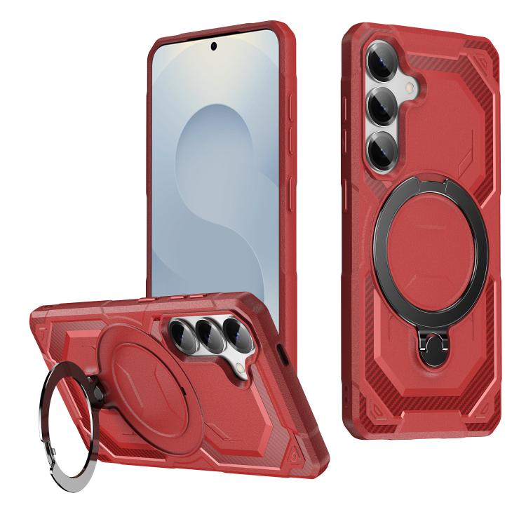

For Samsung Galaxy S24 5G Frosted MagSafe Holder Phone Case(Red)
