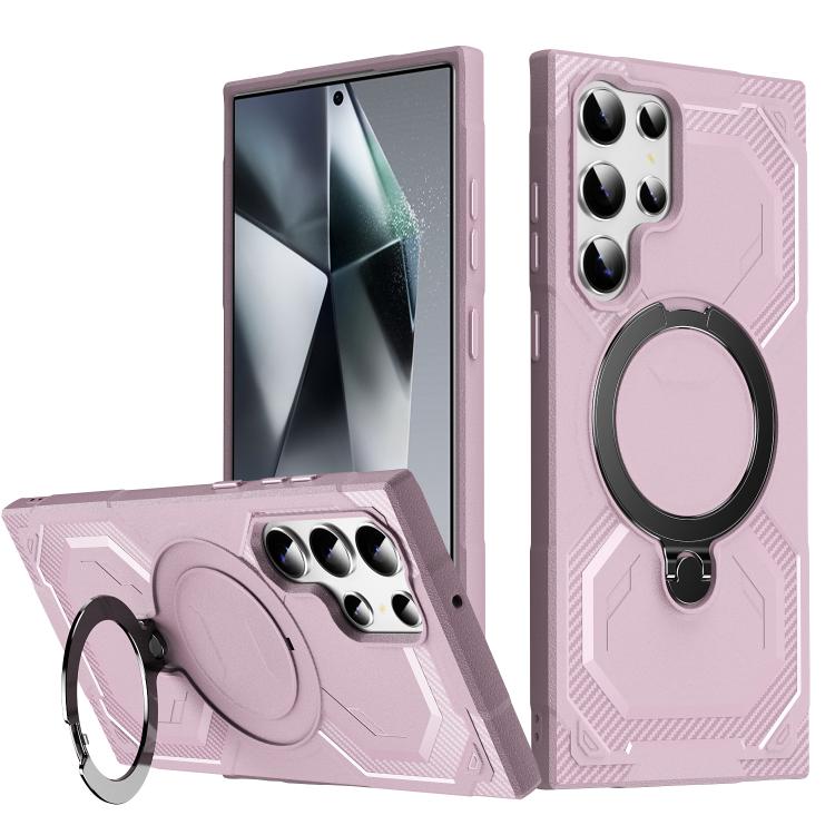 

For Samsung Galaxy S22 Ultra 5G Frosted MagSafe Holder Phone Case(Pink)