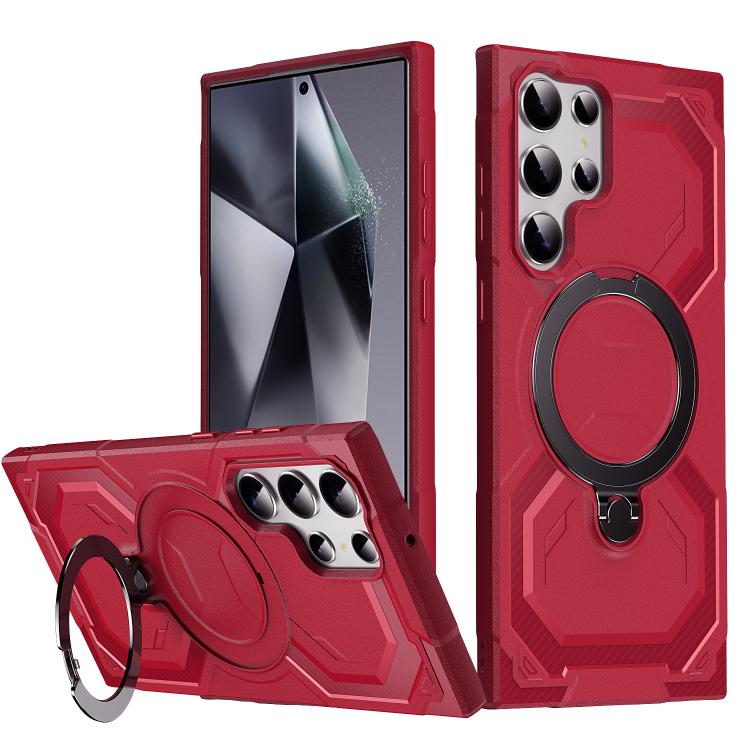 

For Samsung Galaxy S23 Ultra 5G Frosted MagSafe Holder Phone Case(Red)