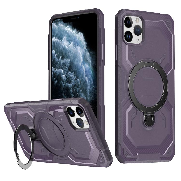

For iPhone 12 Pro Max Frosted MagSafe Holder Phone Case(Purple)