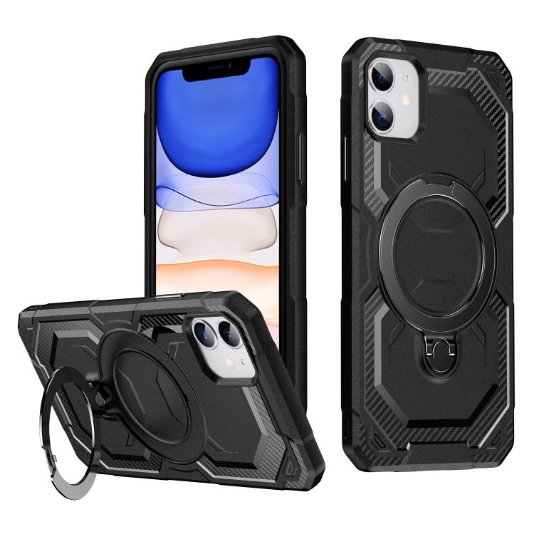 

For iPhone 11 Frosted MagSafe Holder Phone Case(Black)
