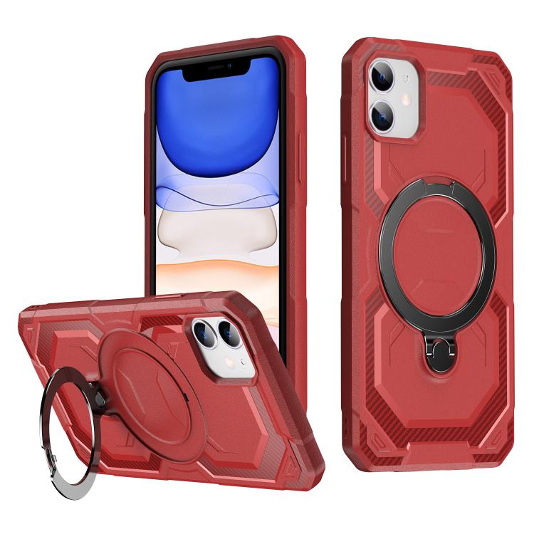 

For iPhone 11 Frosted MagSafe Holder Phone Case(Red)