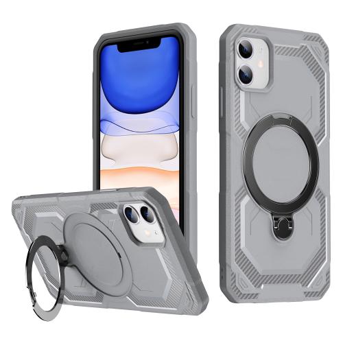 

For iPhone 11 Frosted MagSafe Holder Phone Case(Grey)