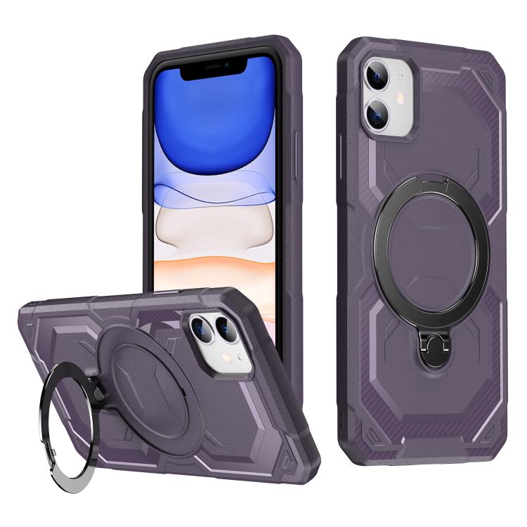 

For iPhone 11 Frosted MagSafe Holder Phone Case(Purple)