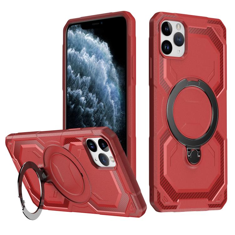 

For iPhone 11 Pro Frosted MagSafe Holder Phone Case(Red)