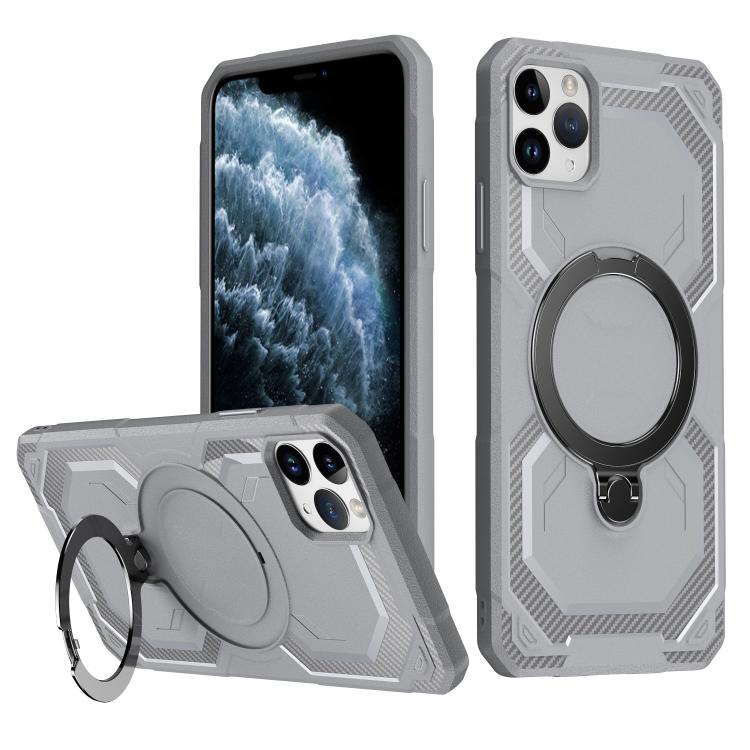 

For iPhone 11 Pro Frosted MagSafe Holder Phone Case(Grey)