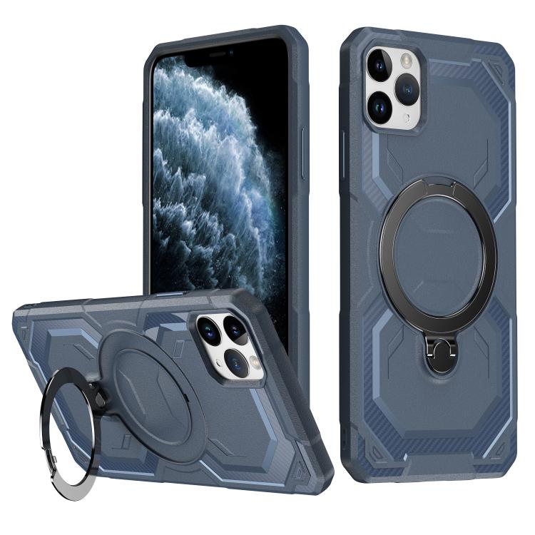 

For iPhone 11 Pro Frosted MagSafe Holder Phone Case(Blue)