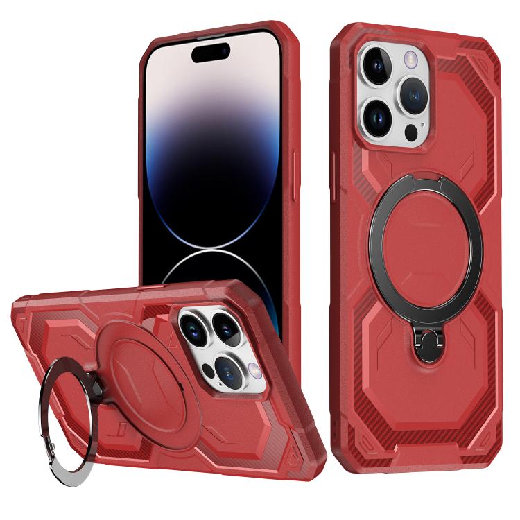 

For iPhone 14 Pro Max Frosted MagSafe Holder Phone Case(Red)