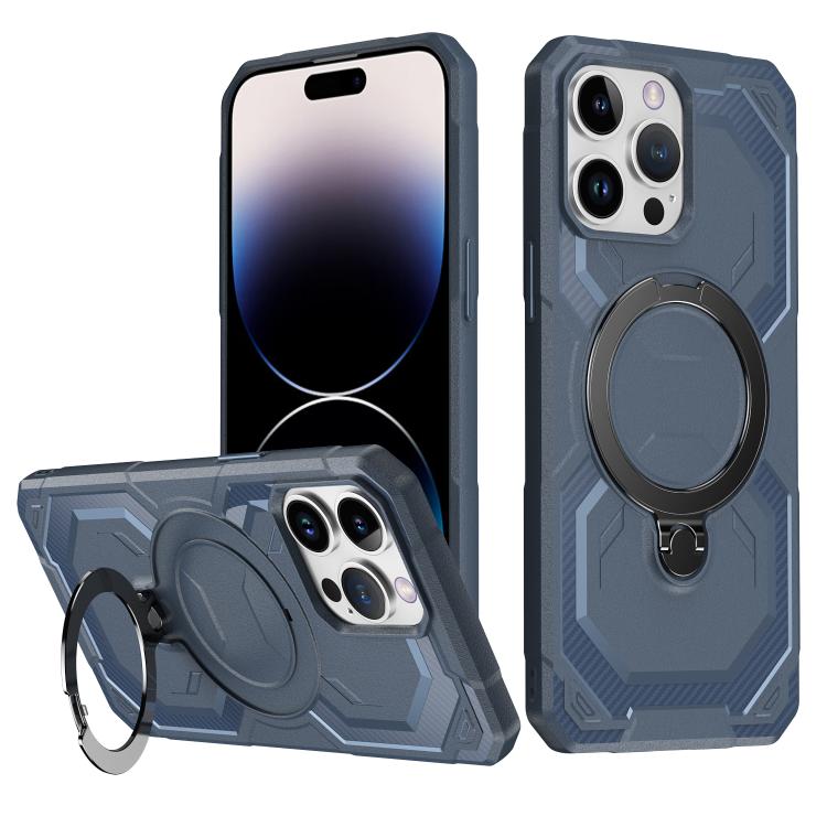 

For iPhone 14 Pro Frosted MagSafe Holder Phone Case(Blue)
