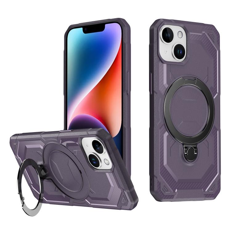 

For iPhone 14 Frosted MagSafe Holder Phone Case(Purple)