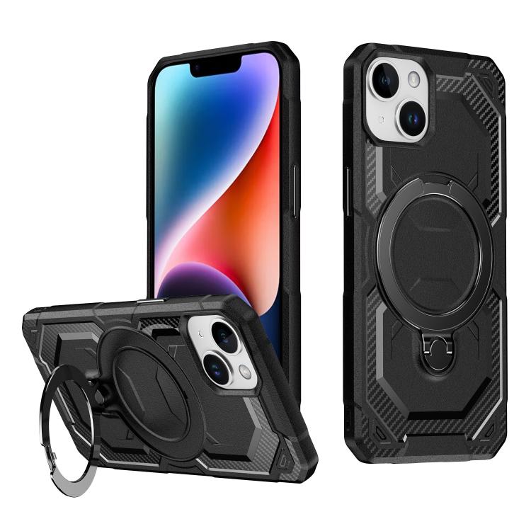 

For iPhone 15 Plus Frosted MagSafe Holder Phone Case(Black)