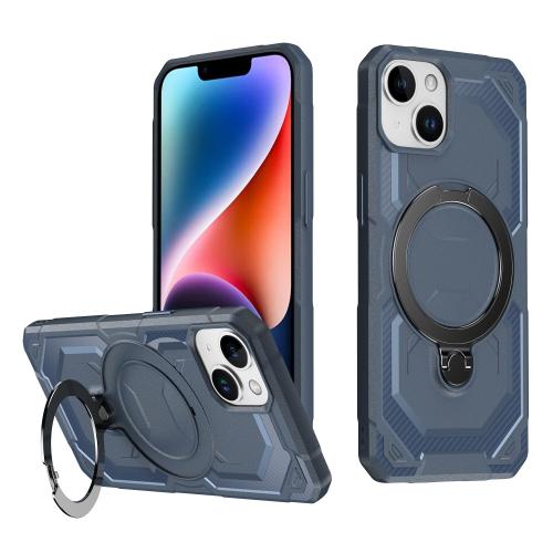 

For iPhone 15 Frosted MagSafe Holder Phone Case(Blue)