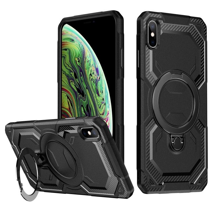 

For iPhone XS Max Frosted MagSafe Holder Phone Case(Black)