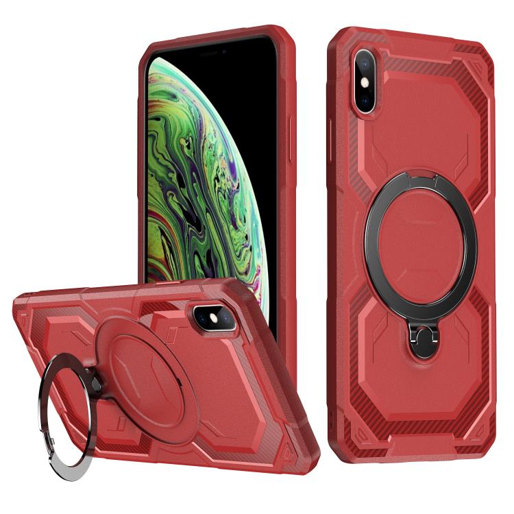 

For iPhone XS Max Frosted MagSafe Holder Phone Case(Red)