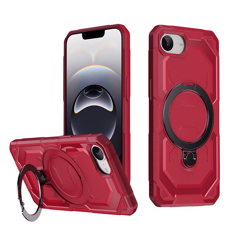 

For iPhone 16e Frosted MagSafe Holder Phone Case(Red)