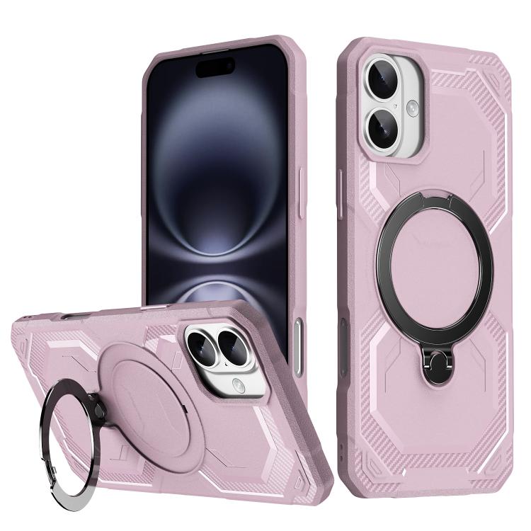 

For iPhone 16 Frosted MagSafe Holder Phone Case(Pink)