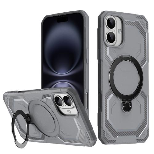 

For iPhone 16 Frosted MagSafe Holder Phone Case(Grey)