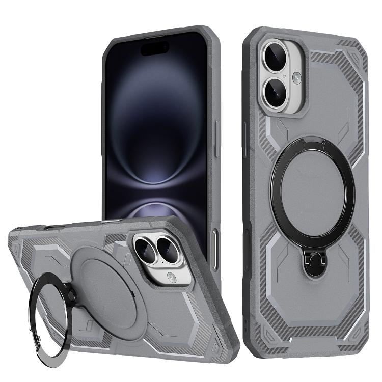 

For iPhone 16 Plus Frosted MagSafe Holder Phone Case(Grey)