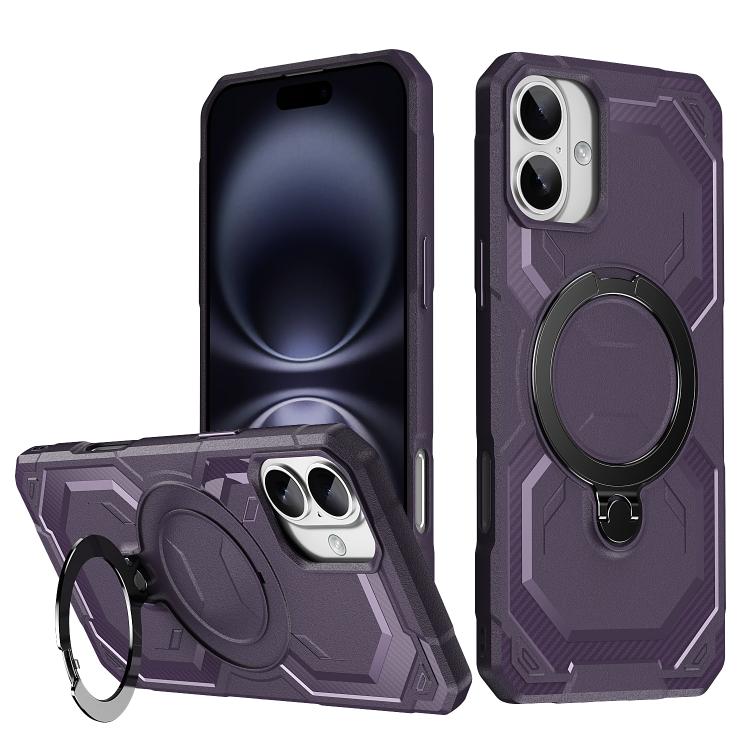 

For iPhone 16 Plus Frosted MagSafe Holder Phone Case(Purple)
