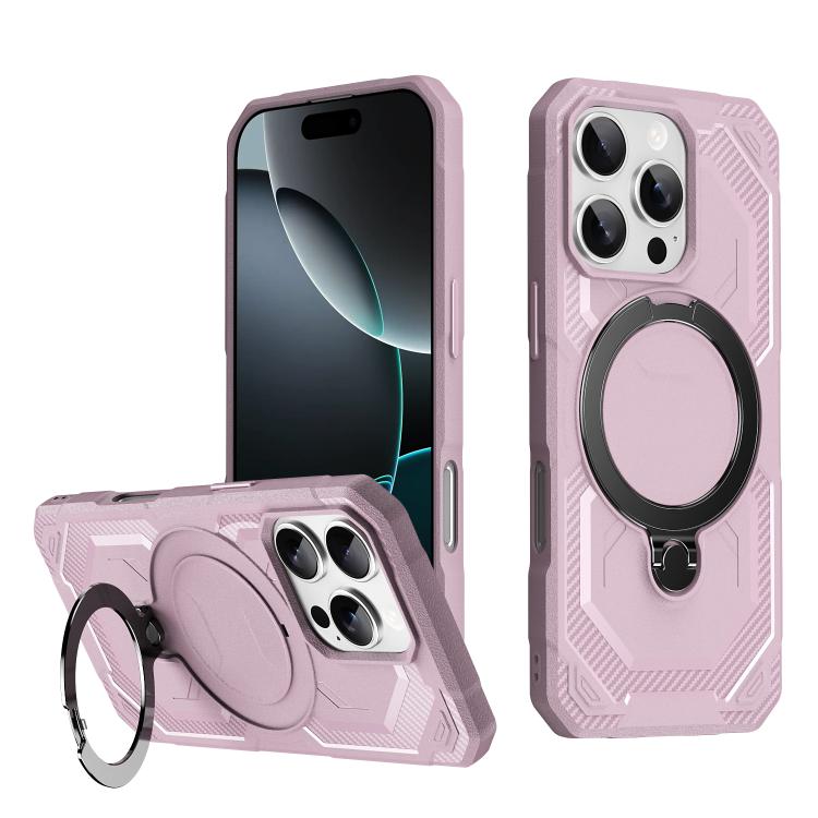 

For iPhone 16 Pro Frosted MagSafe Holder Phone Case(Pink)