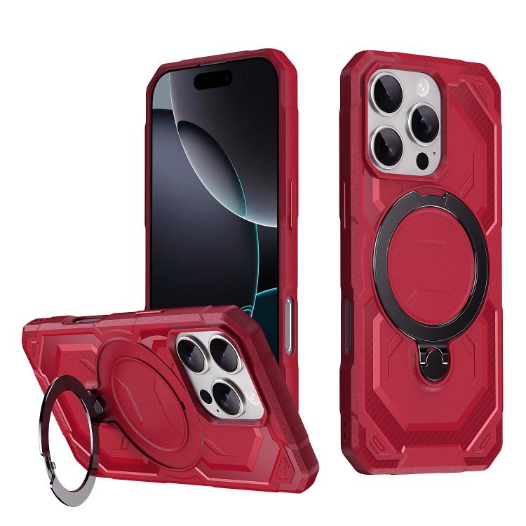 

For iPhone 16 Pro Frosted MagSafe Holder Phone Case(Red)