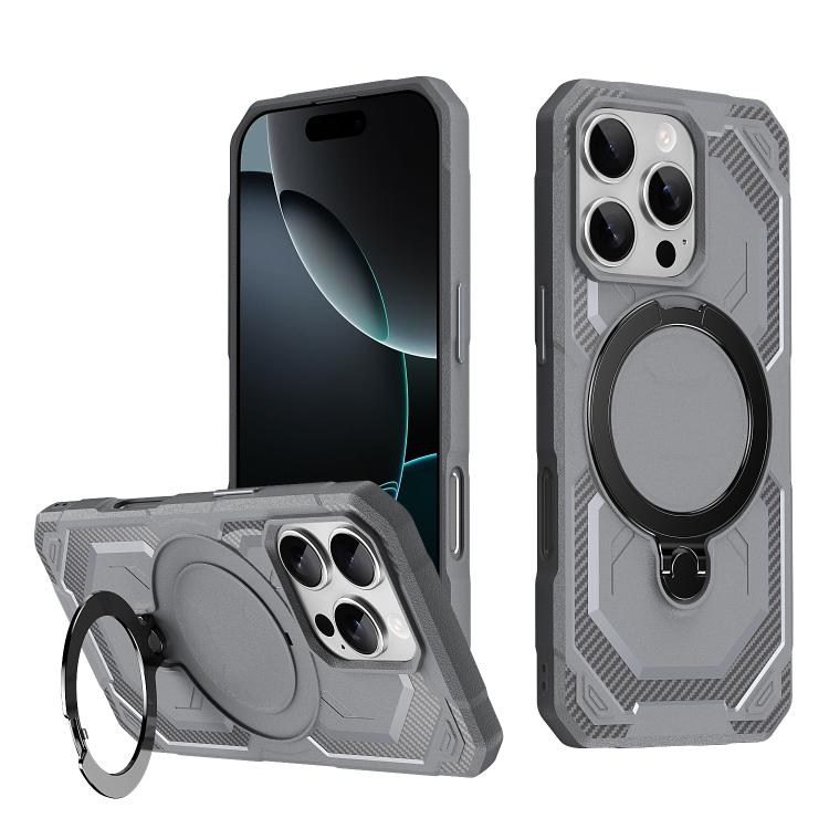 

For iPhone 16 Pro Frosted MagSafe Holder Phone Case(Grey)