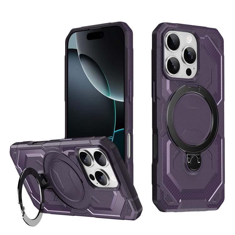

For iPhone 16 Pro Frosted MagSafe Holder Phone Case(Purple)