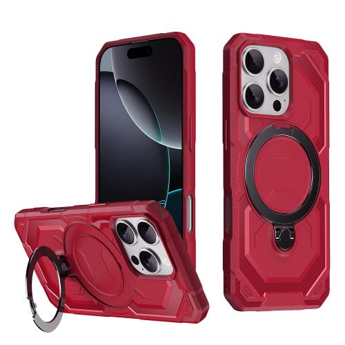 

For iPhone 16 Pro Max Frosted MagSafe Holder Phone Case(Red)