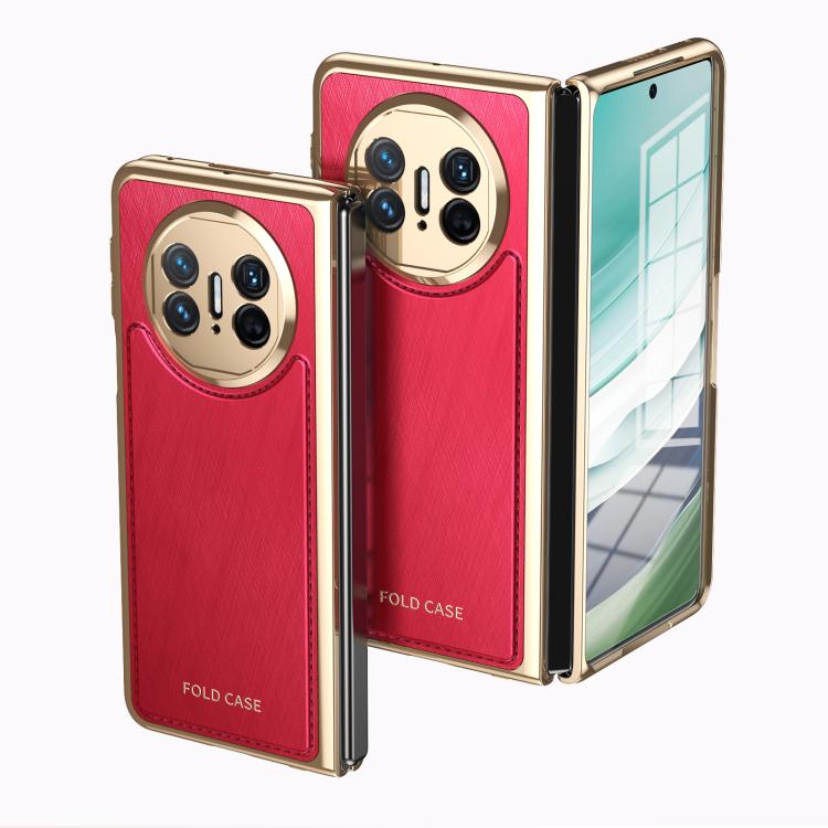 

For Huawei Mate X5 Integrated Gold Wire Silver Brocade Plating Phone Case(Red)